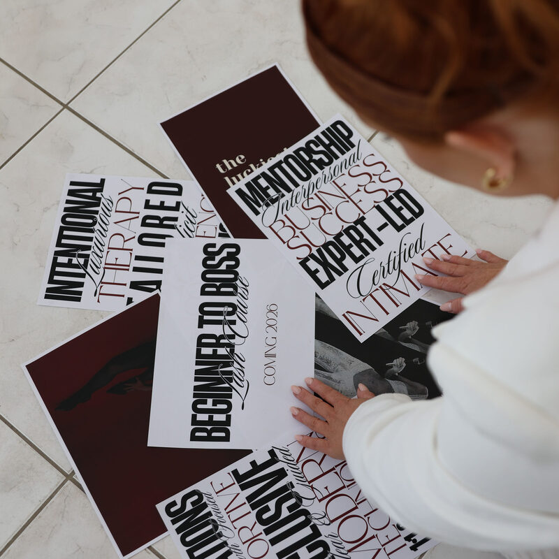Chelsea laying out brand materials